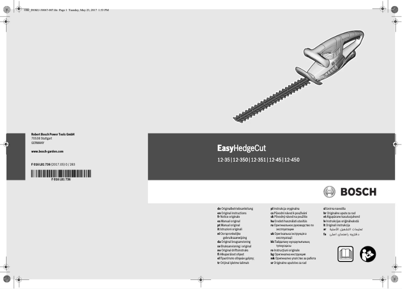 Imagen de la primera página del manual del dispositivo Easy HedgeCut 12-35 Li