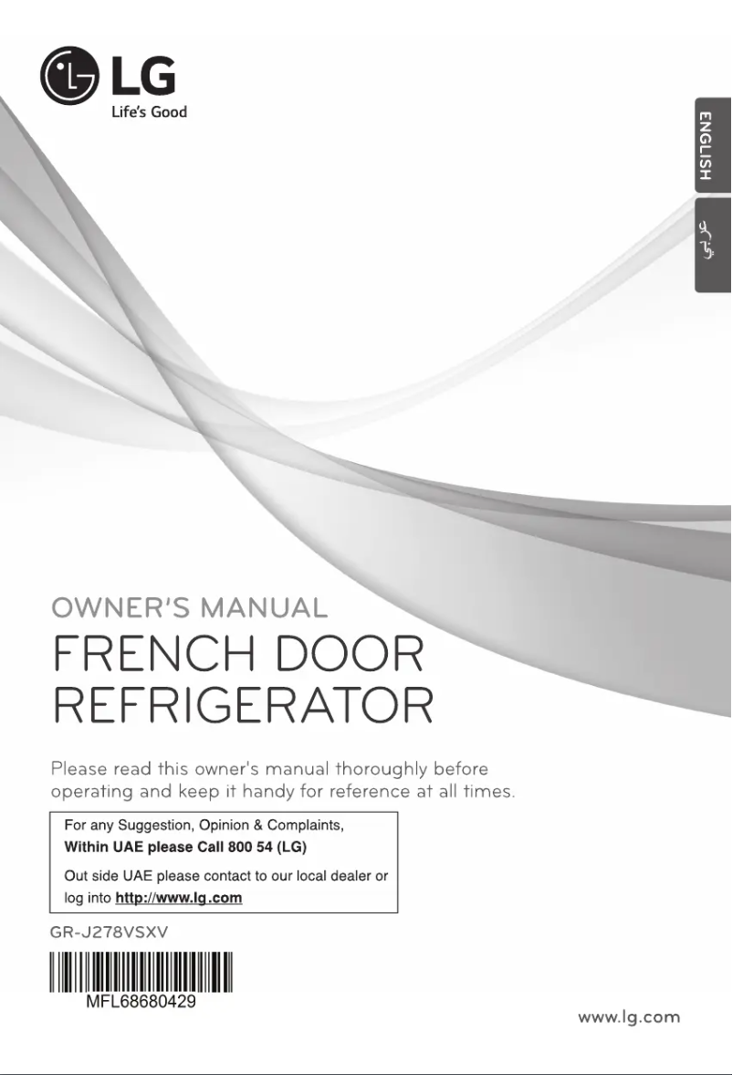 Page n°1 - Manuel utilisateur LG GR-J278VSXV