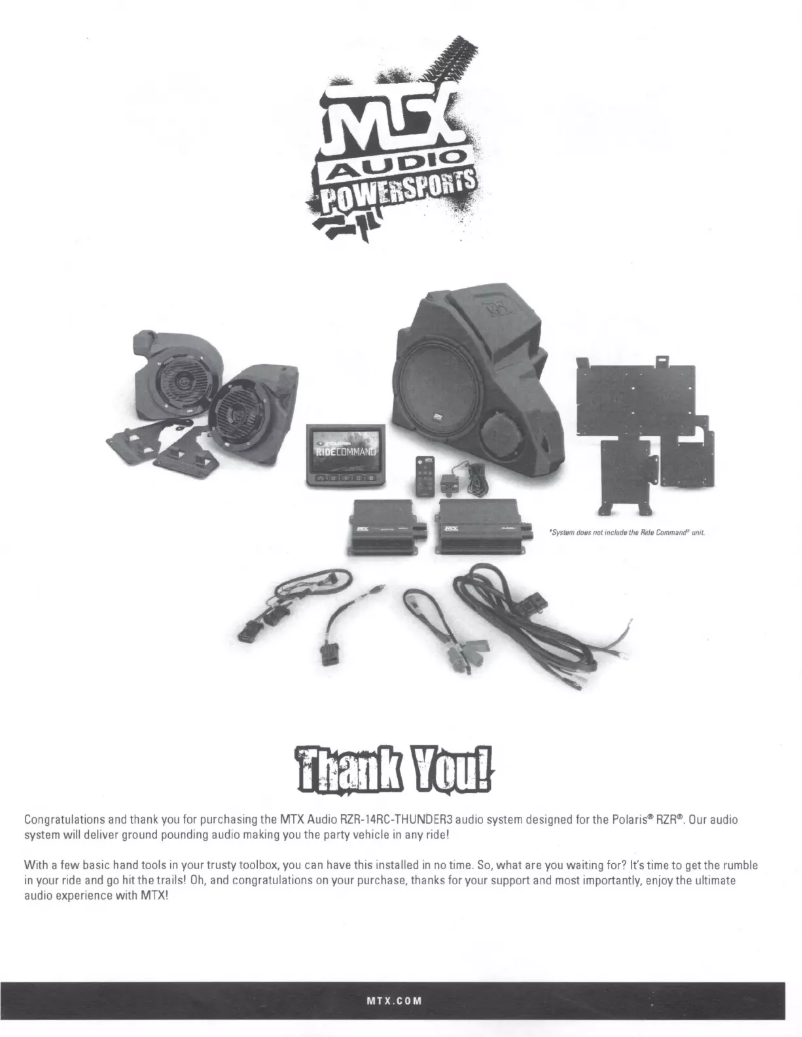 Page 1 de la notice Manuel utilisateur MTX Audio RZR-14RC-THUNDER3