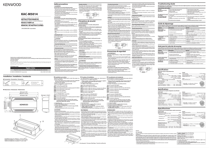 Page n°1 - Manuel utilisateur Kenwood KAC-M5014