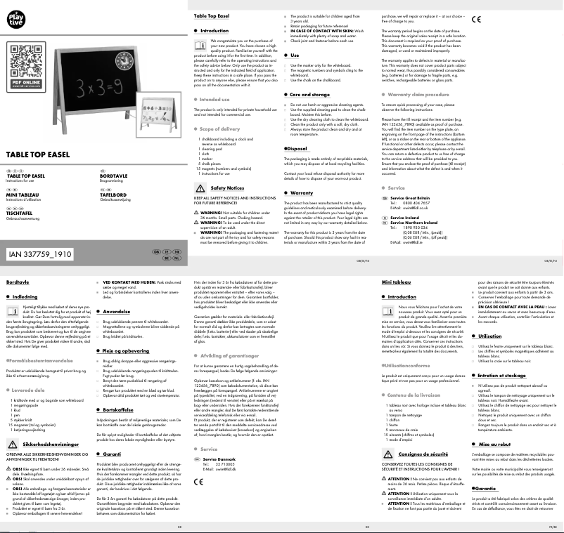 Page 1 de la notice Manuel utilisateur Playtive HG06319