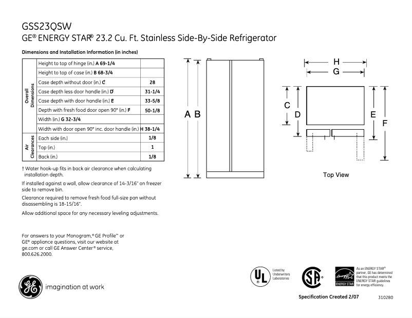 Imagen de la primera página del manual del dispositivo GSS23QSWSS