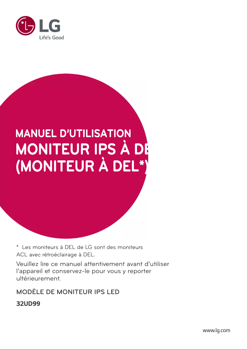 Page 1 de la notice Manuel utilisateur LG 32UD99-W