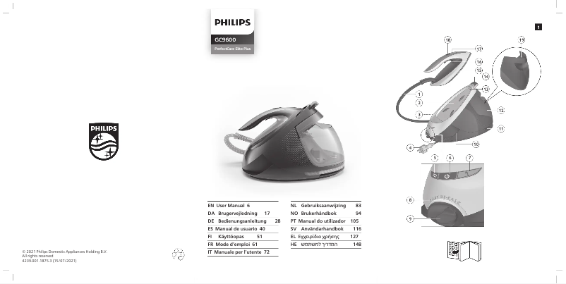 Image de la première page du manuel de l'appareil PerfectCare Elite Plus GC9666