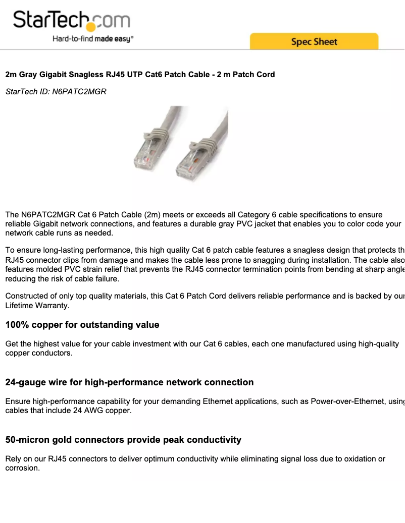 Page 1 de la notice Manuel utilisateur StarTech.com N6PATC2MGR