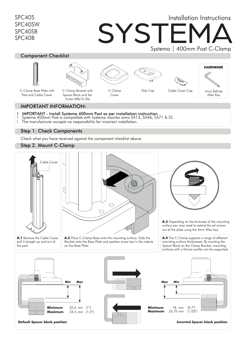 Page n°1 - Manuel utilisateur Atdec SPC40B