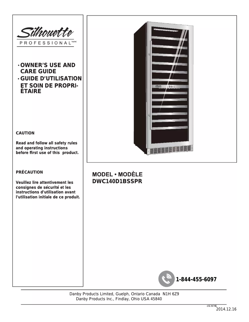 Page 1 de la notice Manuel utilisateur Danby DWC140D1BSSPR