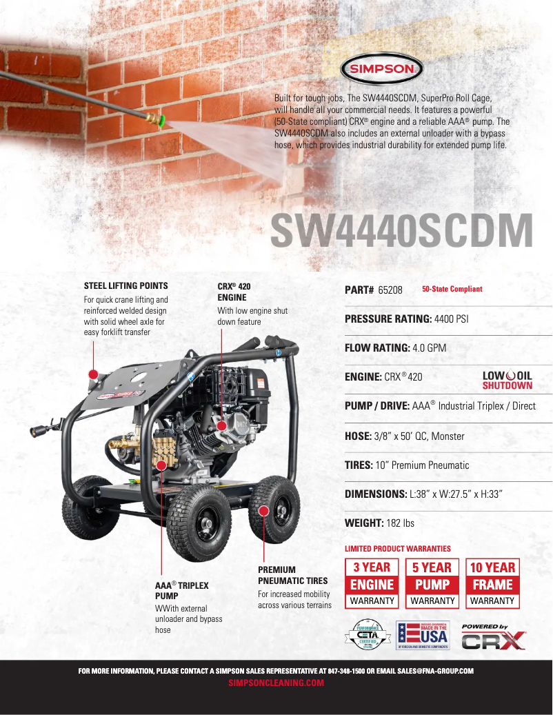 Page n°1 - Fiche technique Simpson SuperPro SW4440SCDM-S