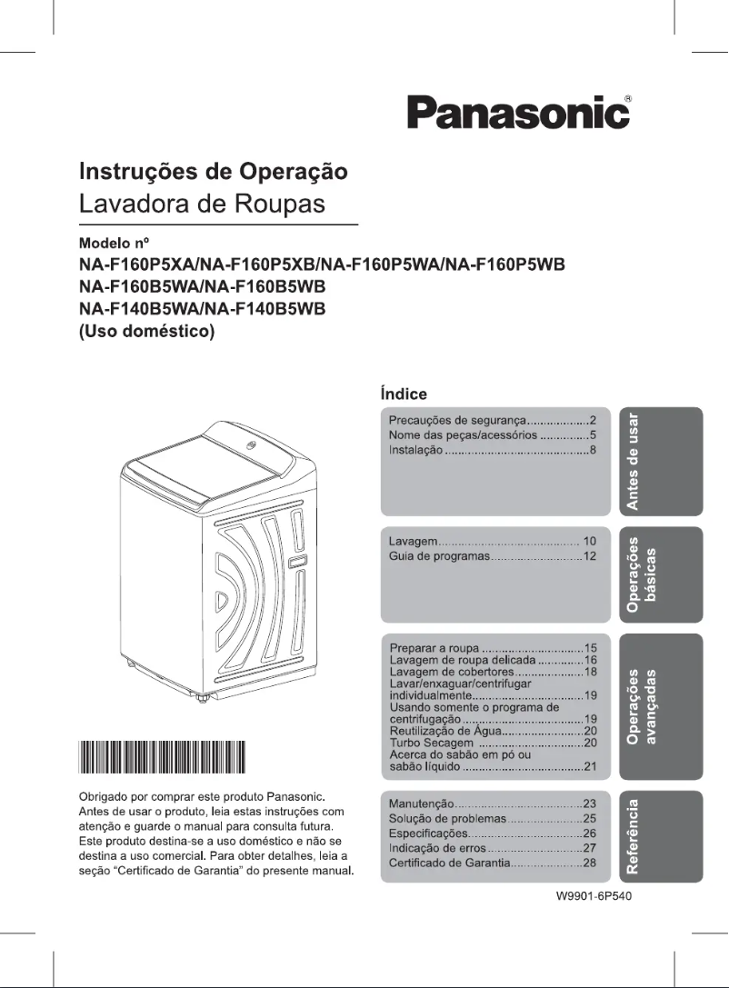 Page 1 de la notice Manuel utilisateur Panasonic NA-F140B5WA