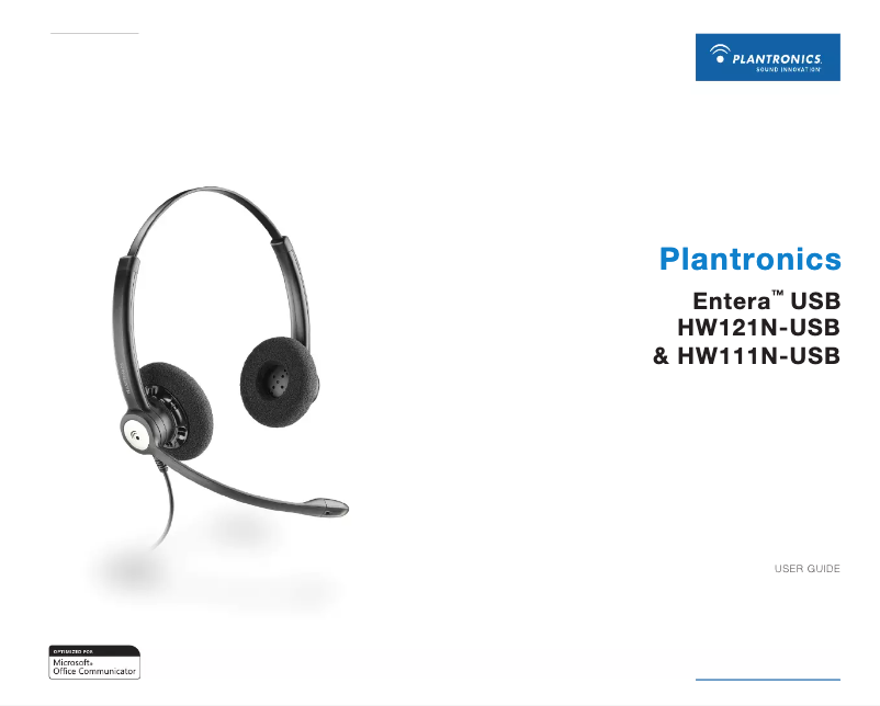 Page n°1 - Manuel utilisateur Plantronics Entera HW111N USB-M