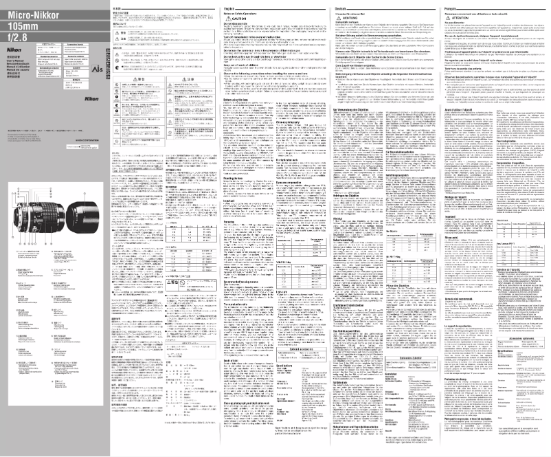 Page n°1 - Manuel utilisateur Nikon Nikkor Micro-Nikkor 105mm f/2.8