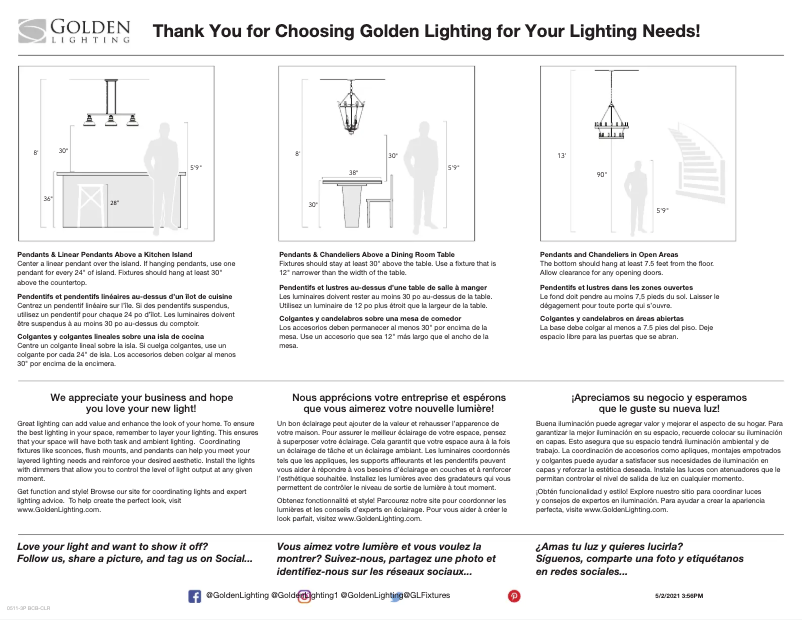 Page n°1 - Manuel utilisateur Golden Lighting Malta 0511-3P BCB-CLR