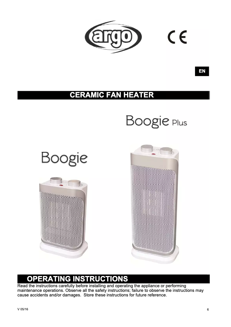 Page 1 de la notice Manuel utilisateur Argoclima Boogie