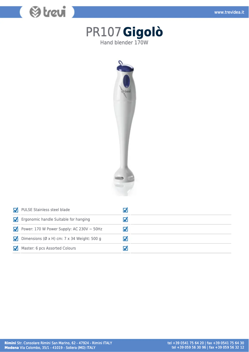 Page n°1 - Manuel utilisateur Trevi Gigolò