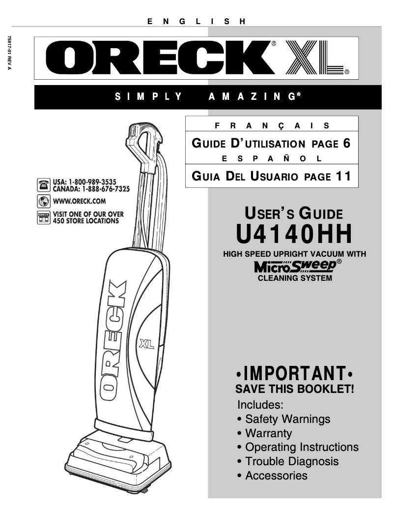 Image de la première page du manuel de l'appareil XL ProPlus1 U4140