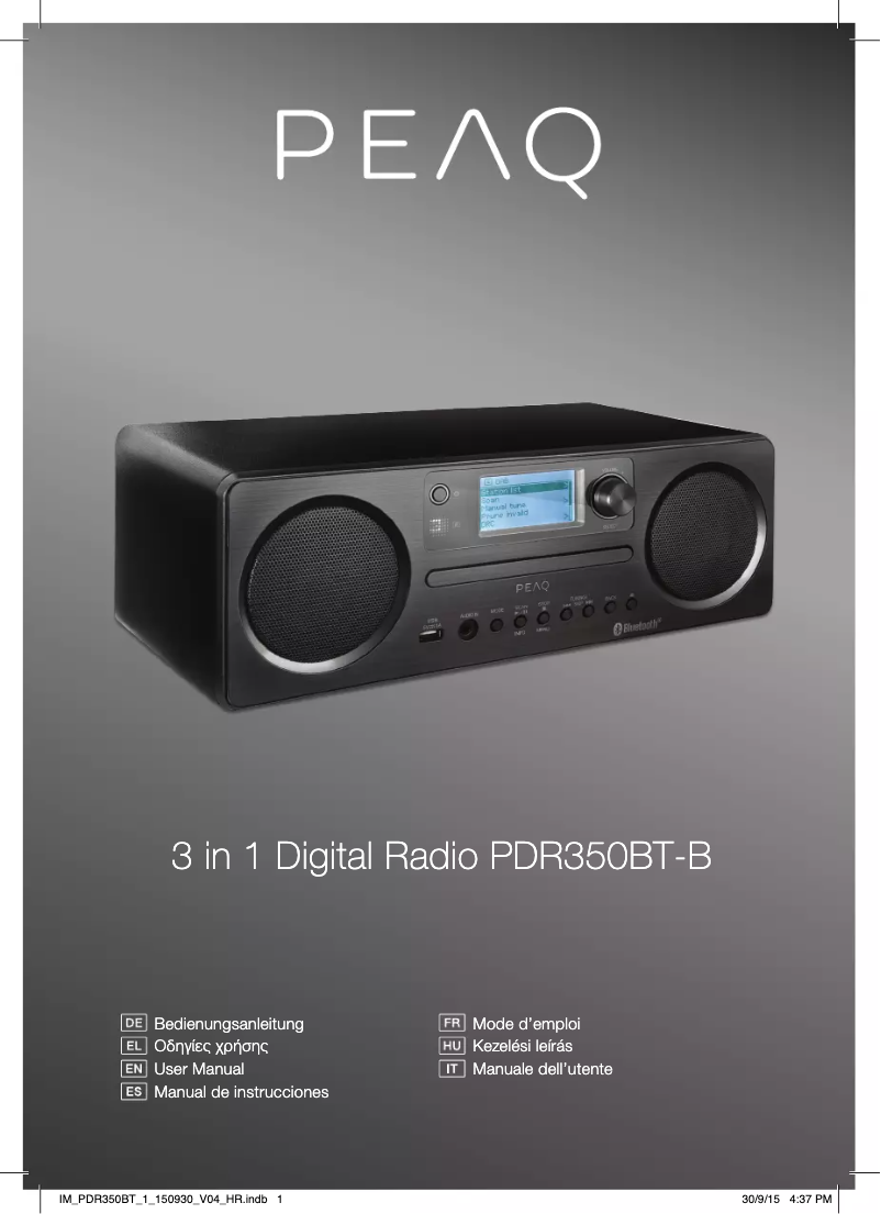 Image de la première page du manuel de l'appareil PDR350BT