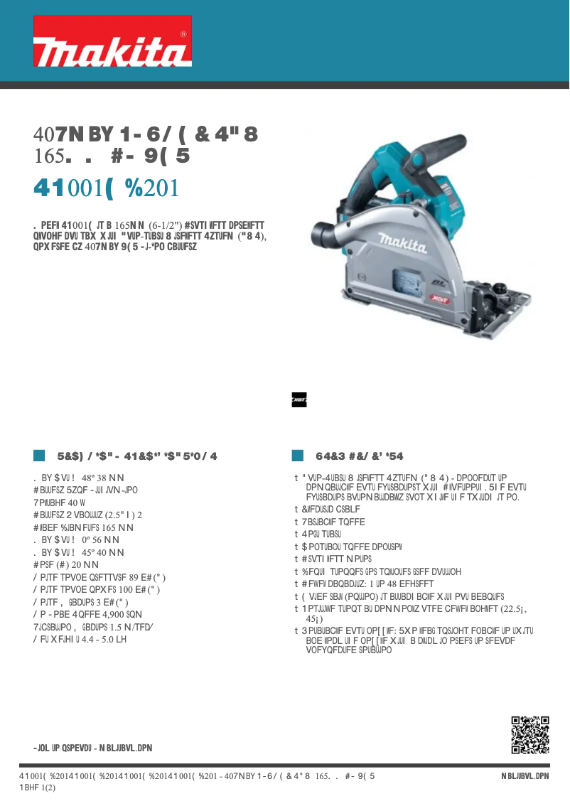 Page n°1 - Fiche technique Makita SP001GD201