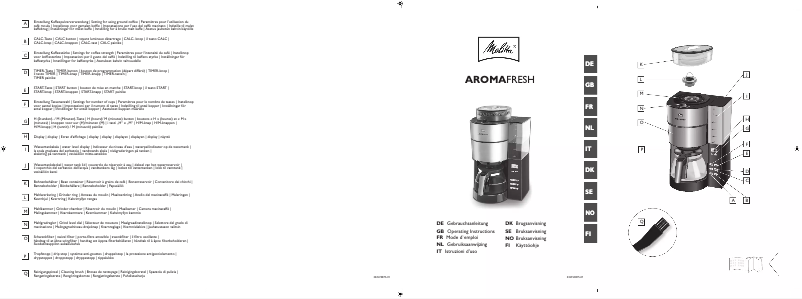 Page 1 de la notice Manuel utilisateur Melitta AROMAFRESH 1021