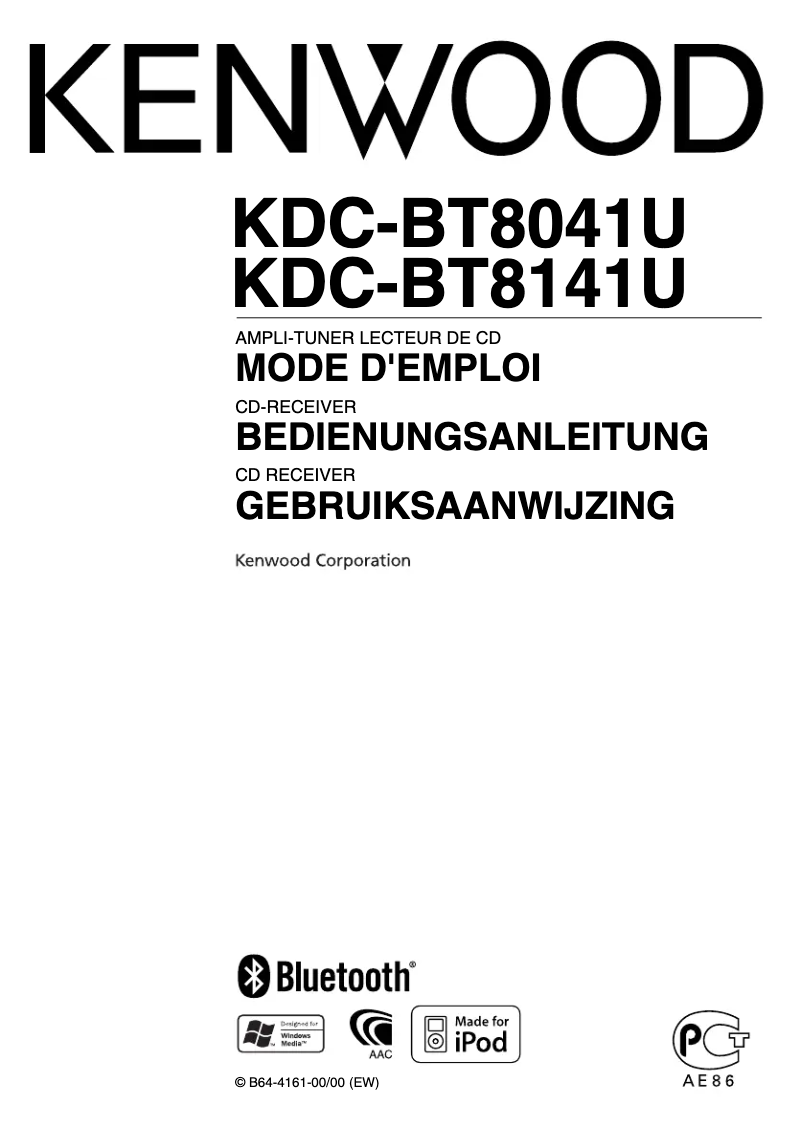 Page 1 de la notice Manuel utilisateur Kenwood KDC-BT8041U