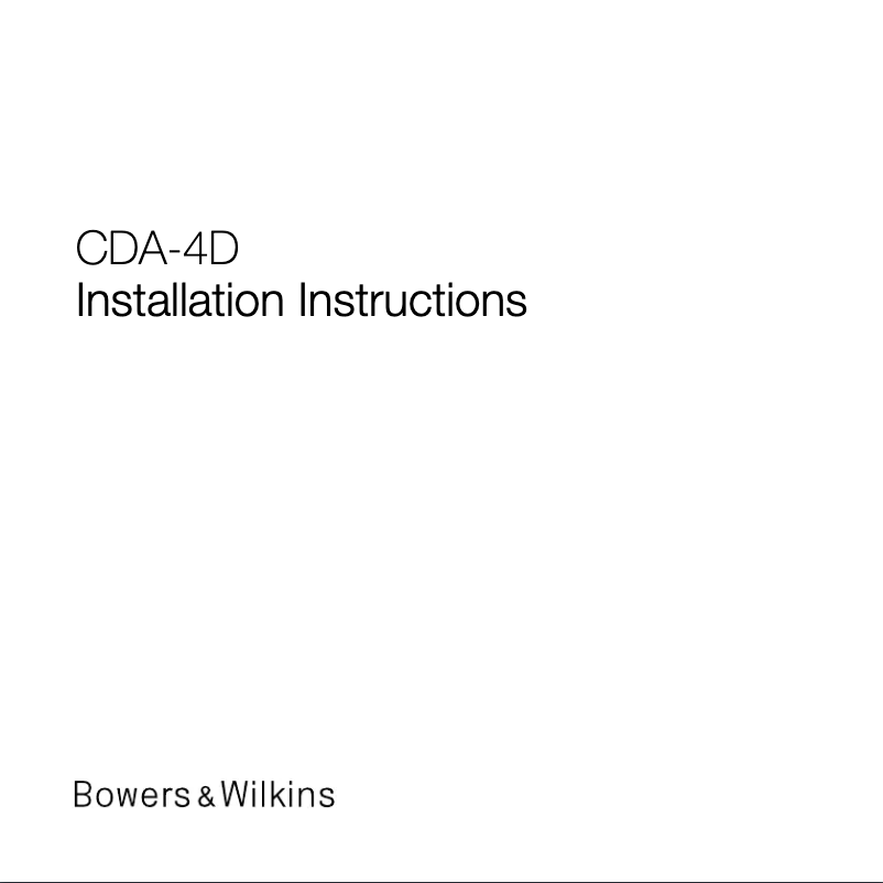 Página 1 del manual Guía de instalación Bowers & Wilkins CDA-4D