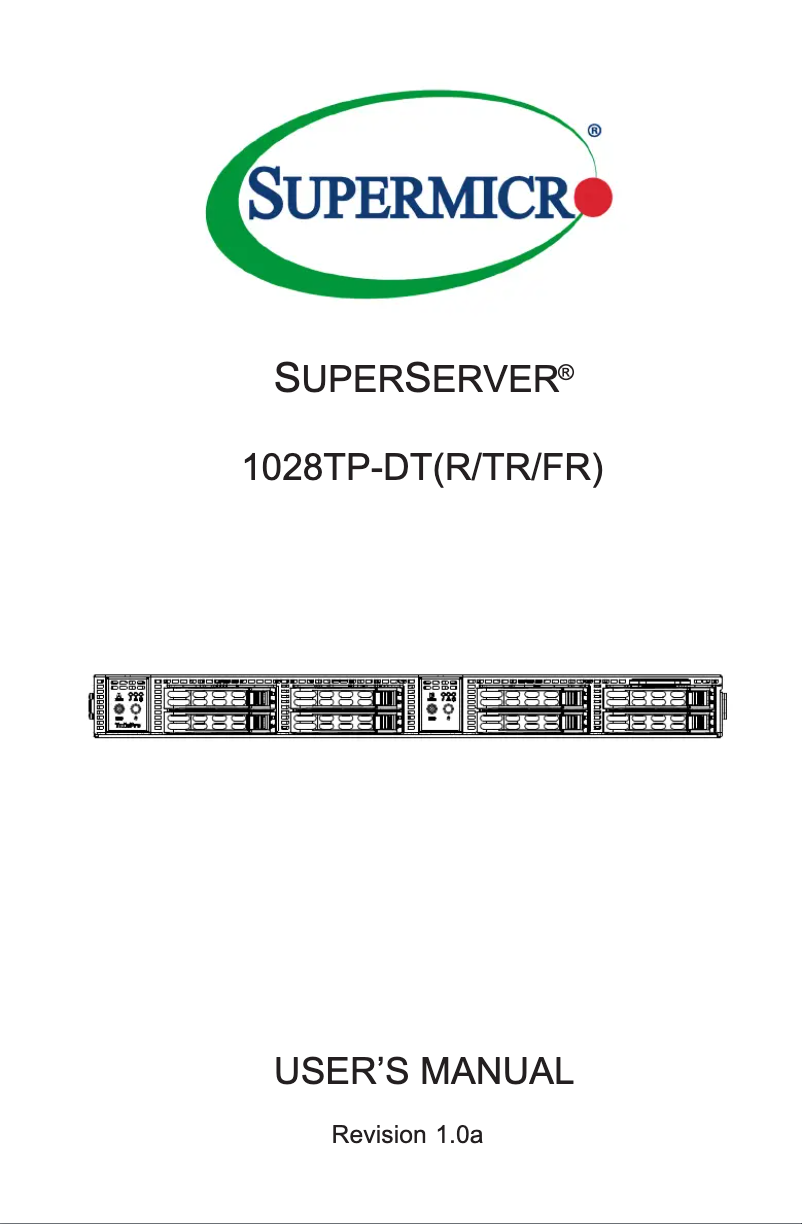 Page 1 de la notice Manuel utilisateur Supermicro SuperServer 1028TP-DTFR
