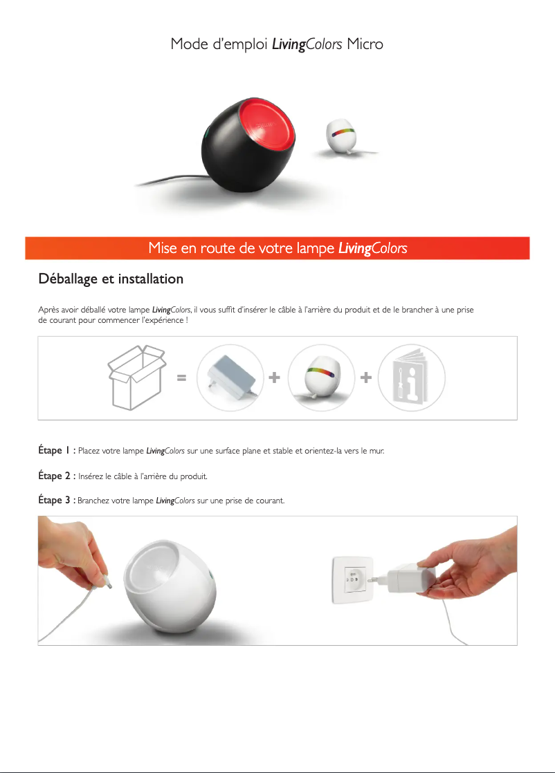 Page 1 de la notice Manuel utilisateur Philips LivingColors Micro 7001831PH