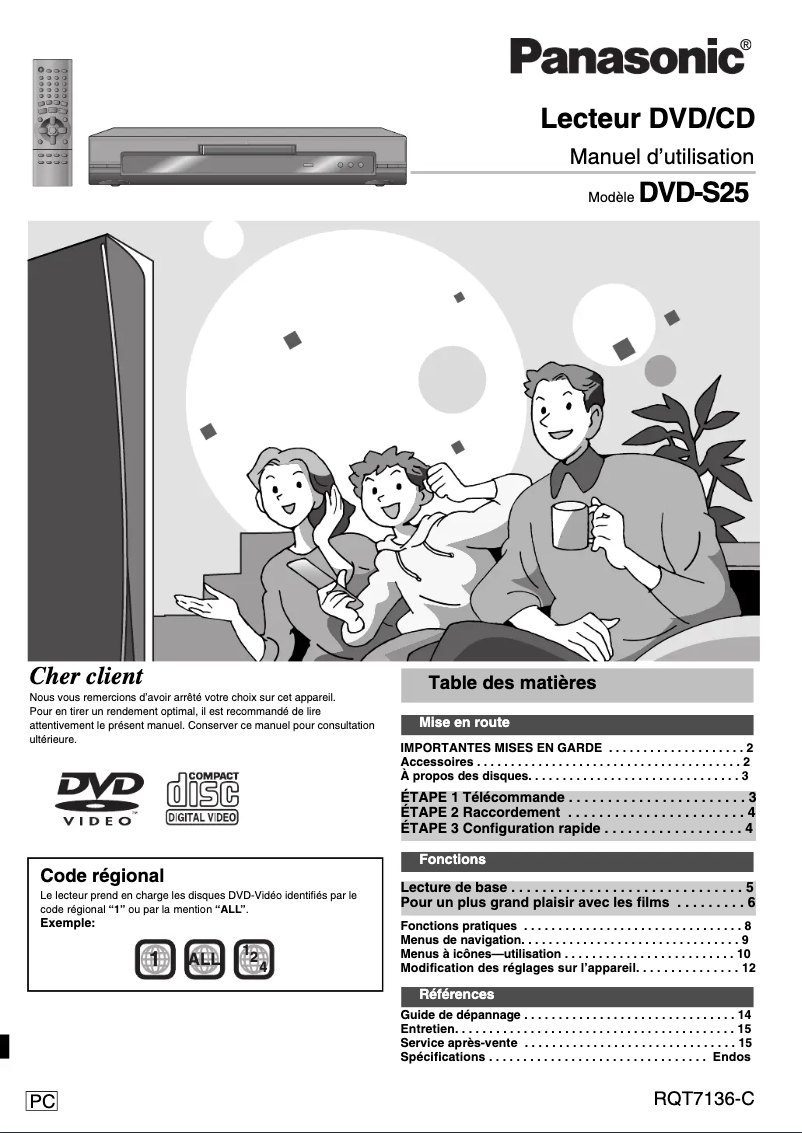 Page 1 de la notice Manuel utilisateur Panasonic DVD-S25
