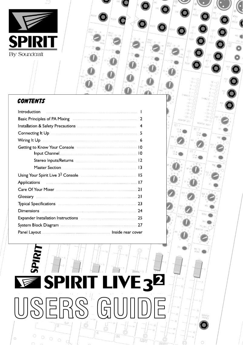 Page n°1 - Manuel utilisateur Soundcraft Spirit Live 3-2