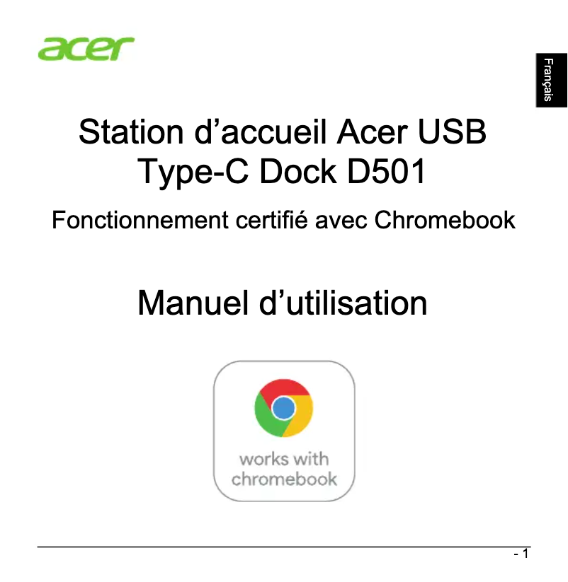 Page n°1 - Manuel utilisateur Acer D501