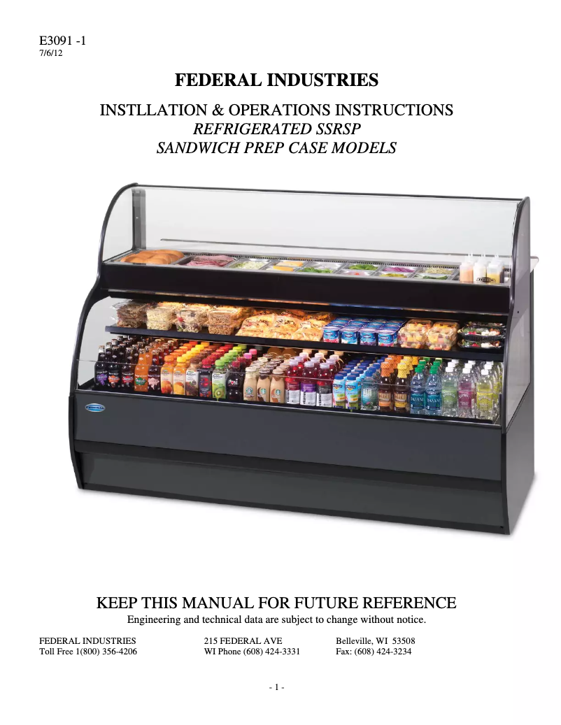 Page 1 de la notice Manuel utilisateur Federal SSRSP-5952