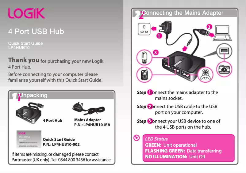 Imagen de la primera página del manual del dispositivo LP4HUB10