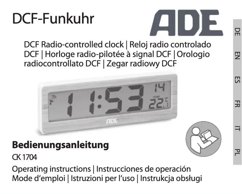 Page n°1 - Manuel utilisateur ADE CK 1704