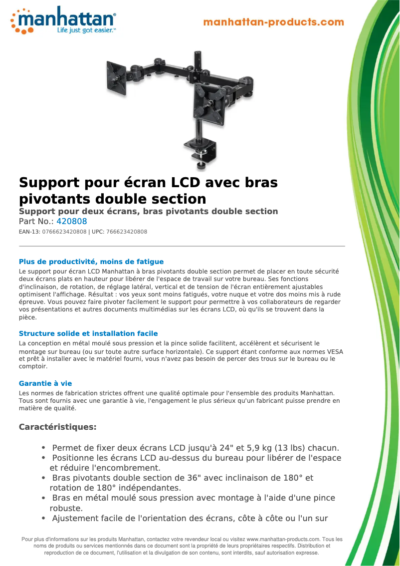 Page n°1 - Fiche technique Manhattan 420808
