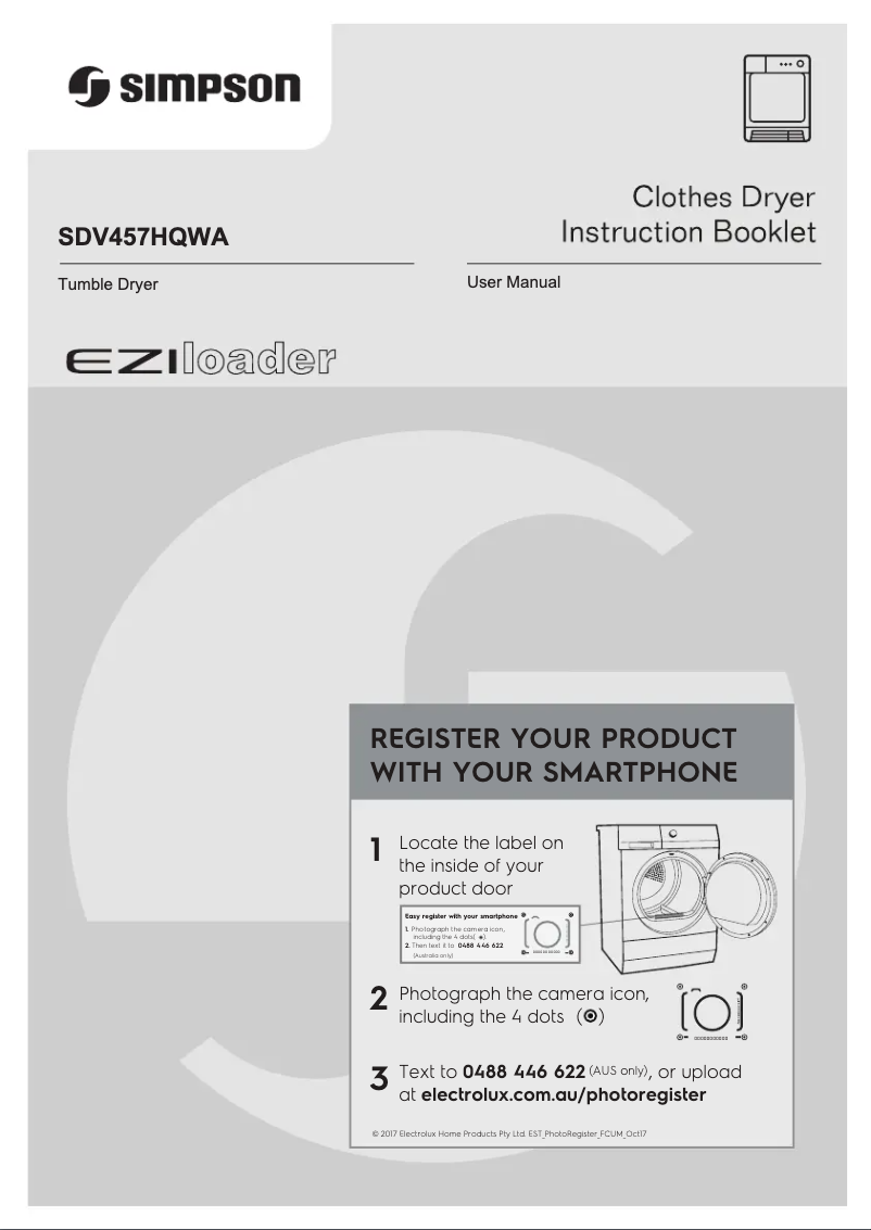 Page 1 de la notice Manuel utilisateur Simpson SDV457HQWA