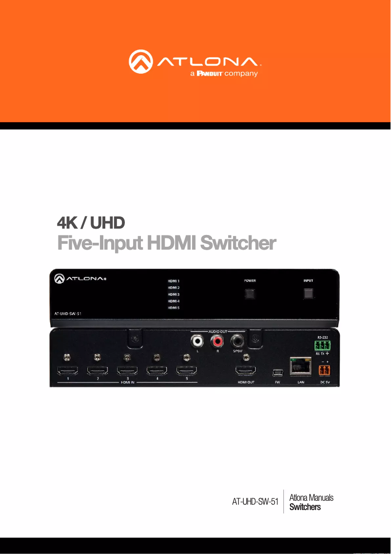 Page 1 de la notice Manuel utilisateur Atlona AT-UHD-SW-51