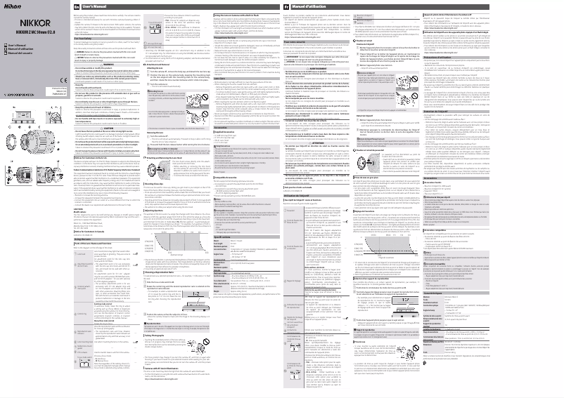 Image de la première page du manuel de l'appareil NIKKOR Z MC 50mm f/2.8