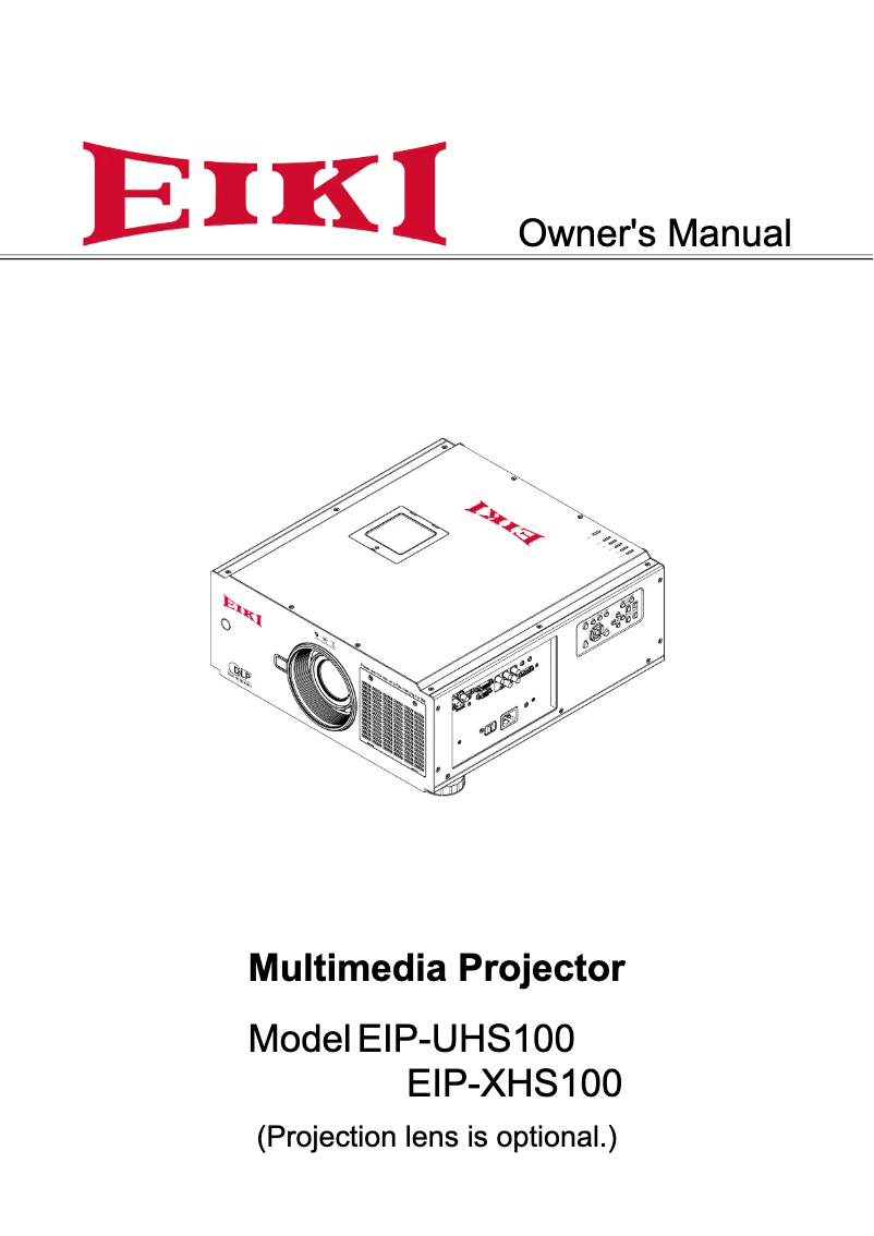 Page n°1 - Manuel utilisateur EIKI EIP-XHS100