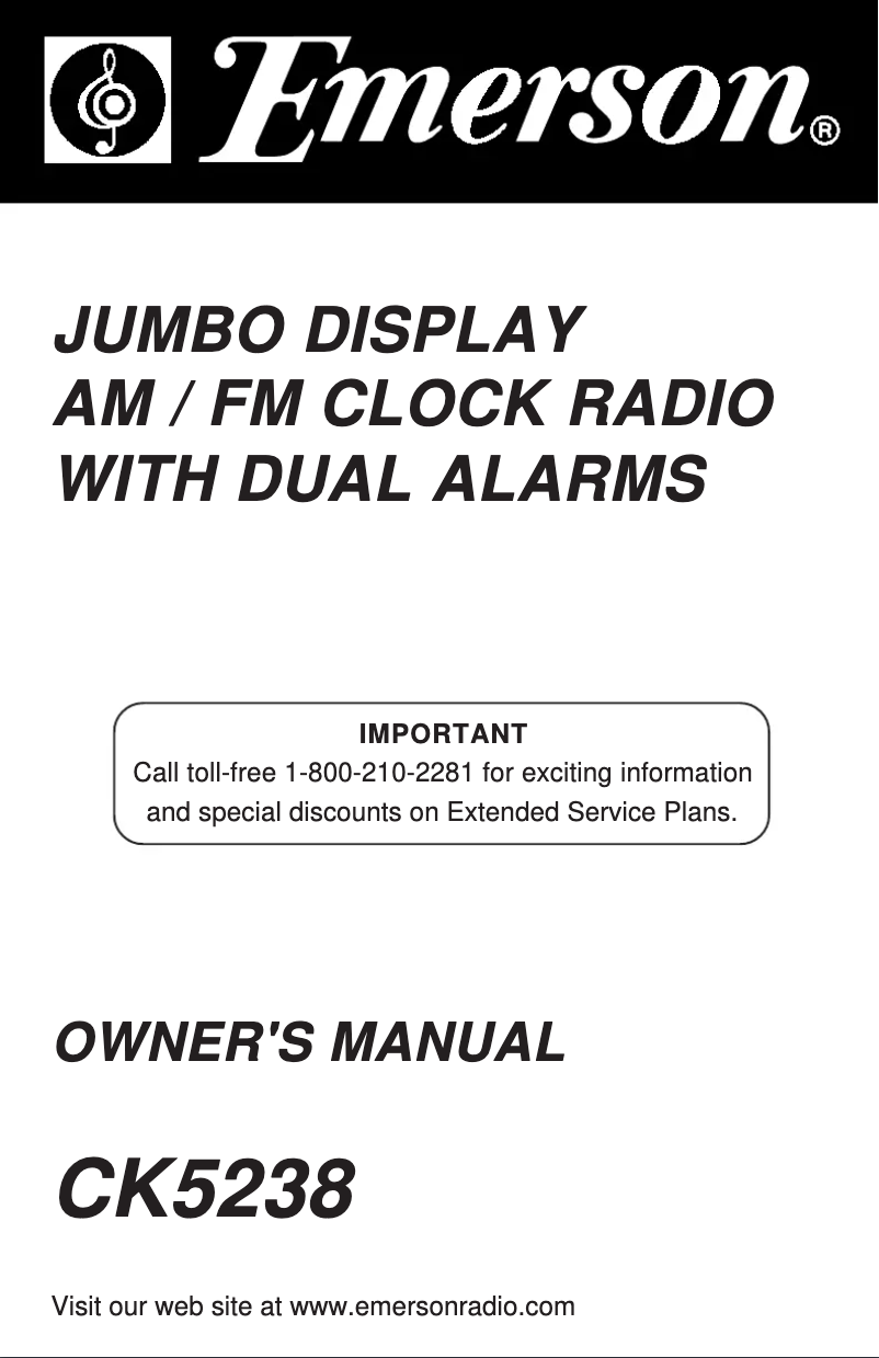 Page 1 de la notice Manuel utilisateur Emerson CK5238