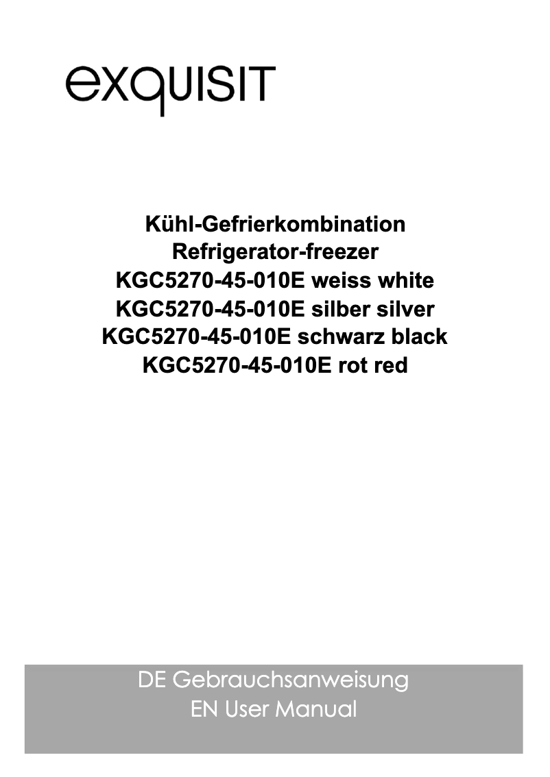 Page 1 de la notice Manuel utilisateur Exquisit KGC5270-45-010E