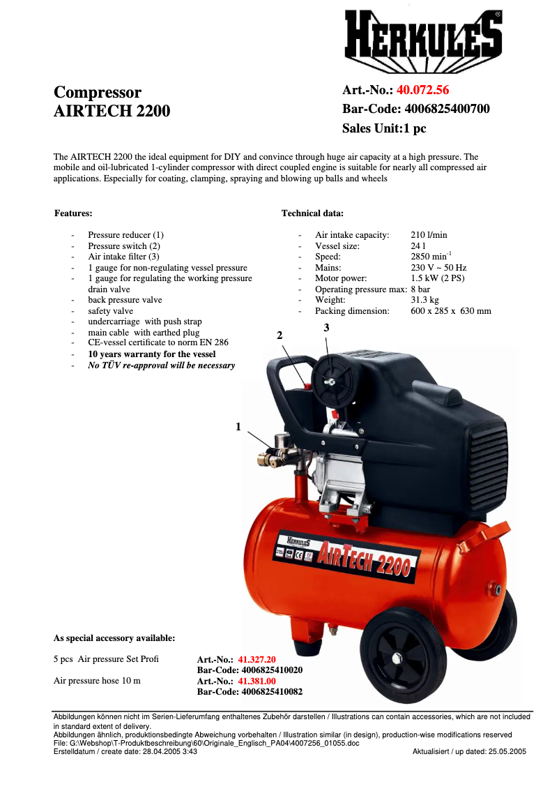 Image de la première page du manuel de l'appareil Airtech 2200