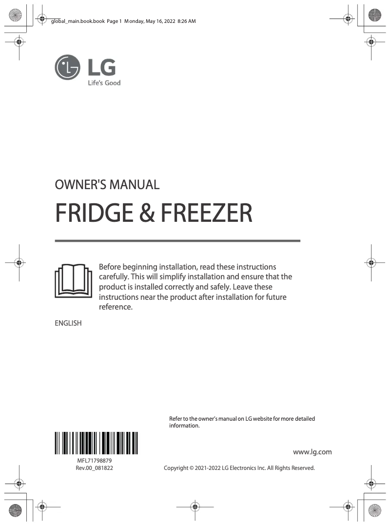 Page 1 de la notice Manuel utilisateur LG GSLV70PZTM