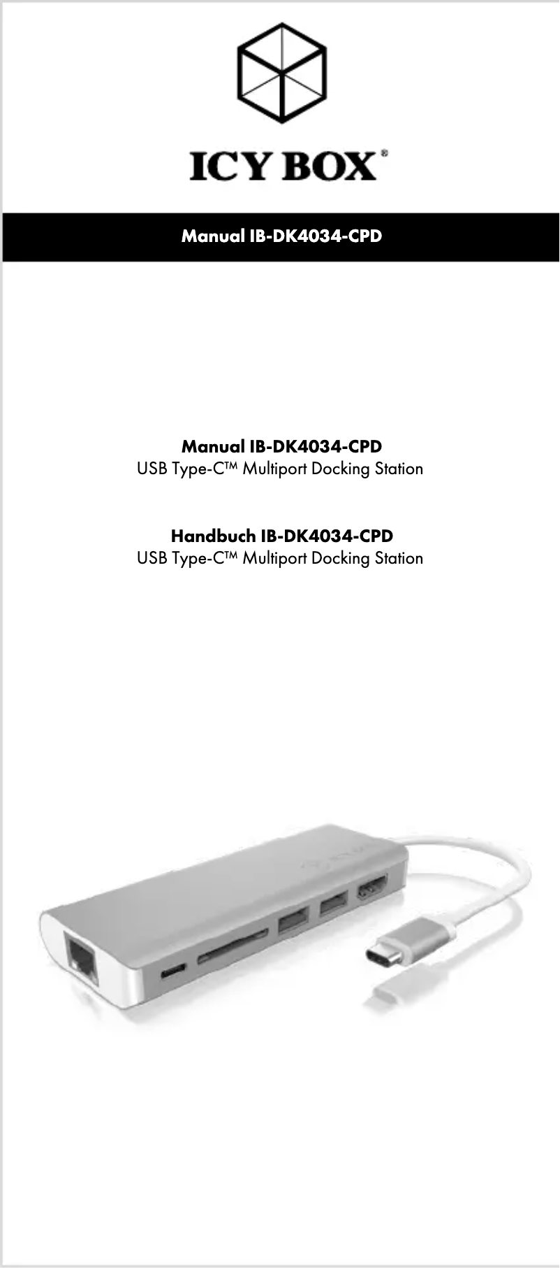 Page 1 de la notice Manuel utilisateur Icy Box IB-DK4034-CPD