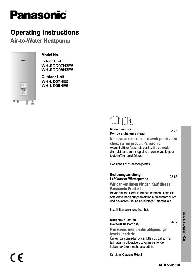Page 1 de la notice Manuel utilisateur Panasonic WH-SDC07H3E5