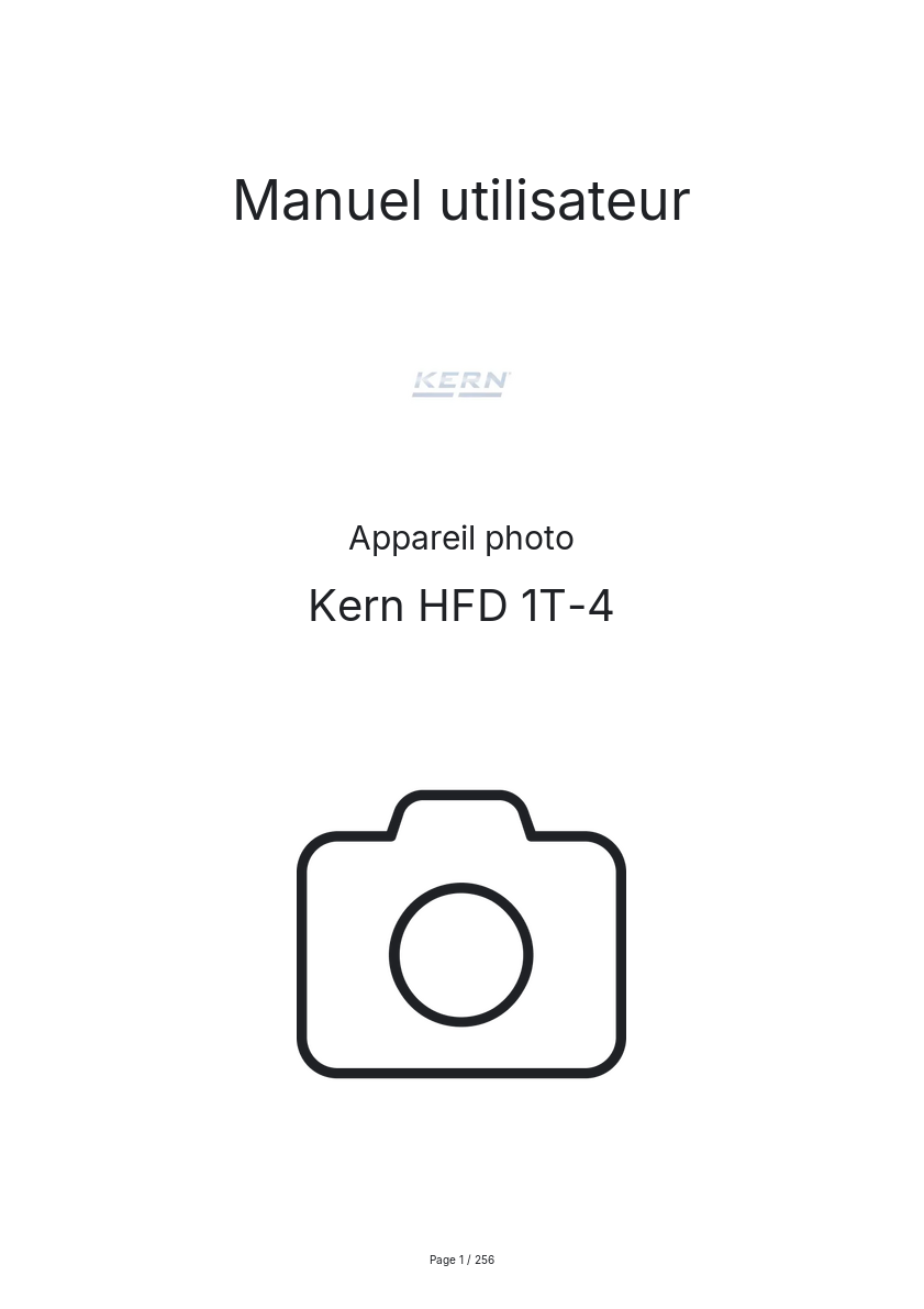 Page n°1 - Manuel utilisateur Kern HFD 1T-4