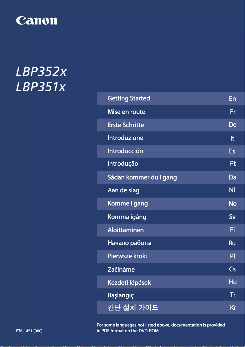 Image de la première page du manuel de l'appareil i-SENSYS LBP351x