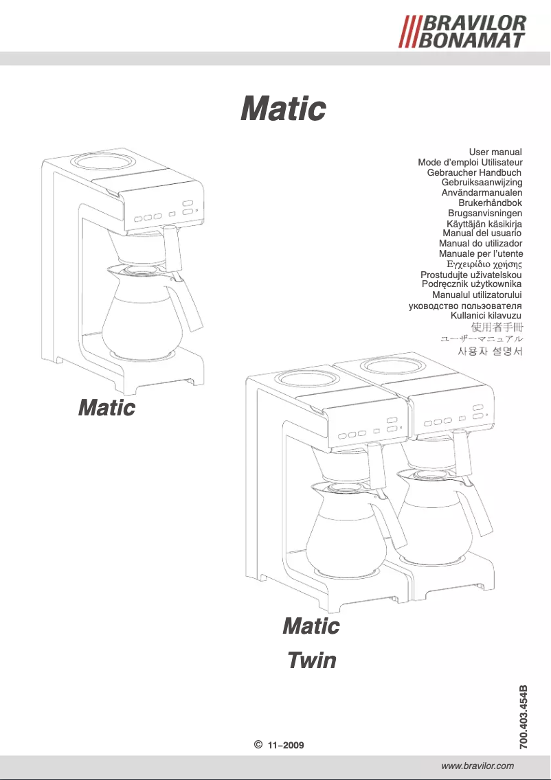 Page n°1 - Manuel utilisateur Bravilor Bonamat Matic