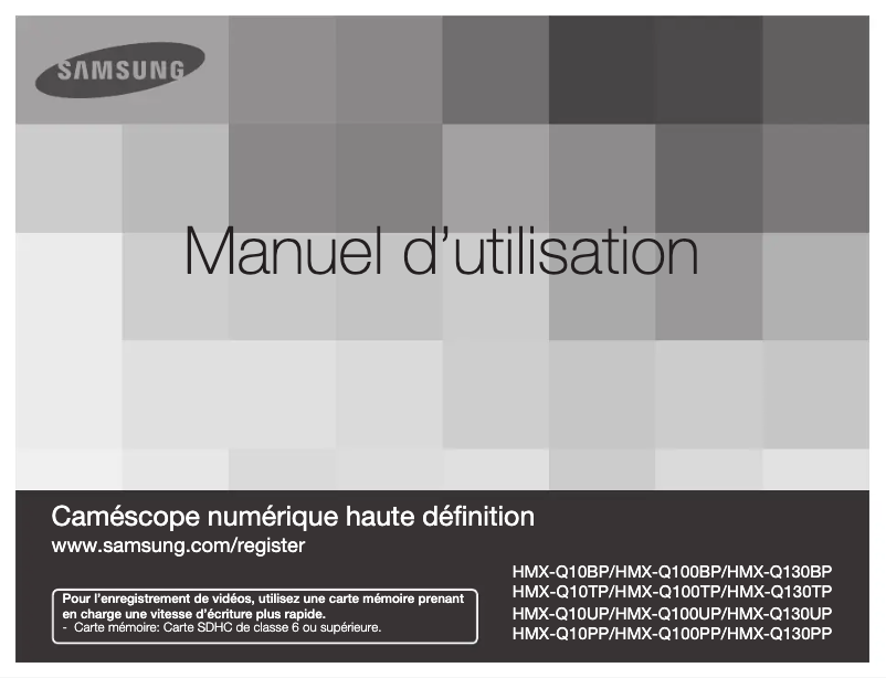 Page 1 de la notice Manuel utilisateur Samsung HMX-Q10BP