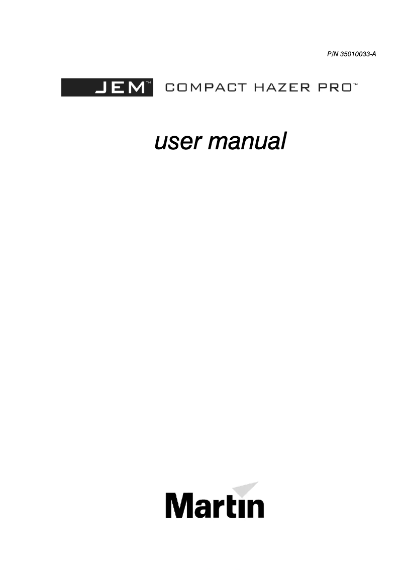 Page n°1 - Manuel utilisateur JEM Compact Hazer Pro