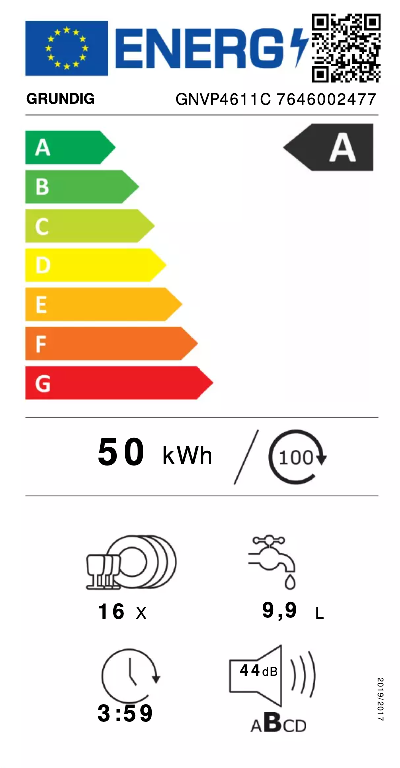 Page n°1 - Label énergétique Grundig GNVP4611C