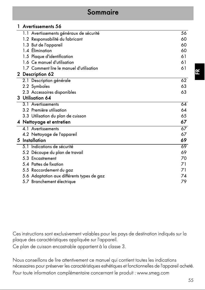 Page 1 de la notice Manuel utilisateur Smeg PV164S